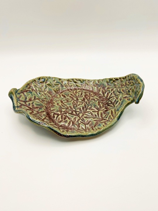 Vine Embossed Trinket Tray in SagePlant