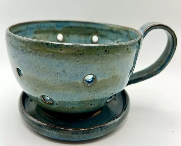 Berry Bowl w/ Dish in Blue & Green Tie Dye