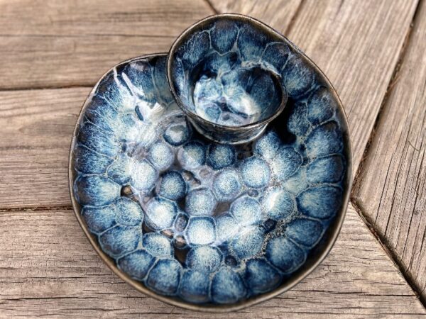 Large Swirl Bowl w/ Blue "Frozen Pond"