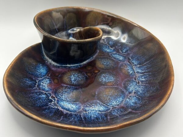 Medium Swirl Bowl w/ Raspberry Beret "Frozen Pond"
