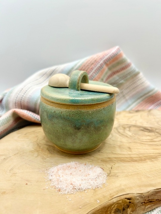 Lidded Salt Cellar in Matte Sea Glass