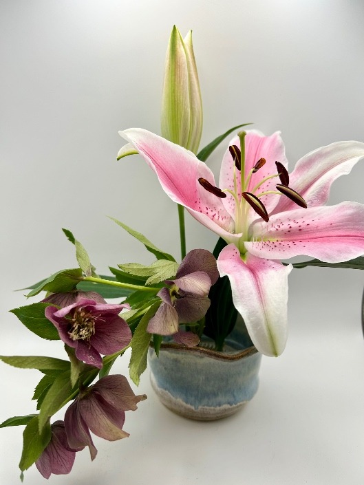 Ikebana bowl vase in Smoky Mountain glaze