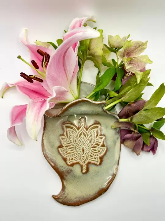 Lotus Flower Wall Pocket in Rustic Pearl