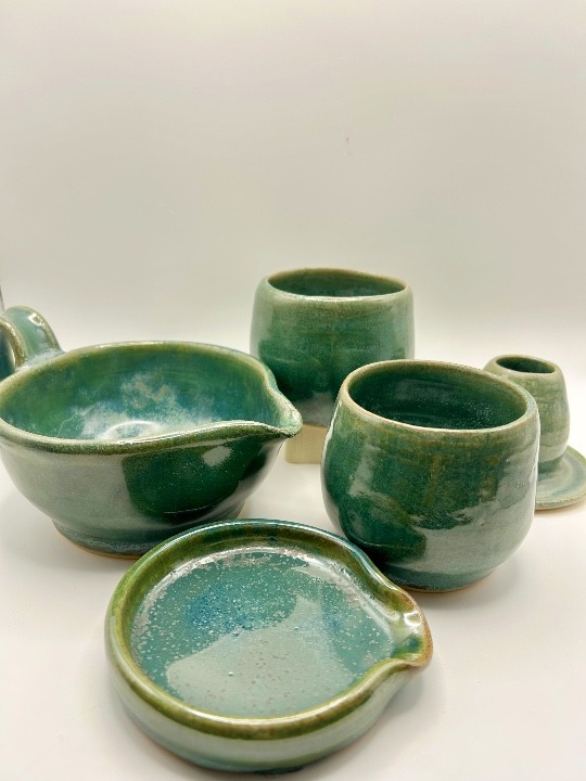 Stoneware Matcha Tea Set glazed in Sea Glass - Image 3