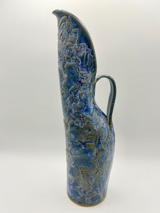 Lotus Flower Swan Pitcher/Vase in Periwinkle