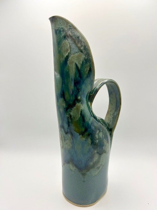 Swan Pitcher/Vase in Seawater over Slate