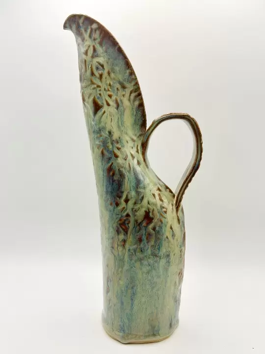 Swan Pitcher/Vase Embossed with Vines in Rustic Pearl
