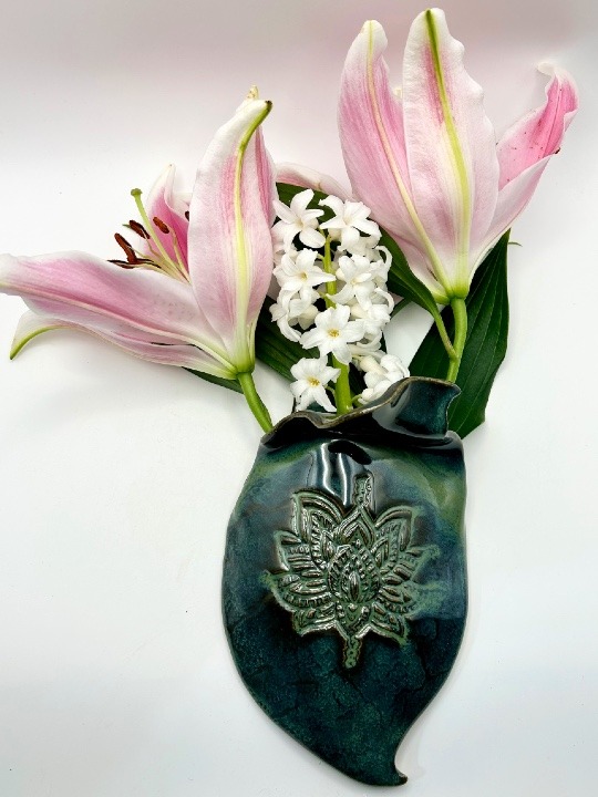 Lotus Flower Wall Pocket in Turtleback Green
