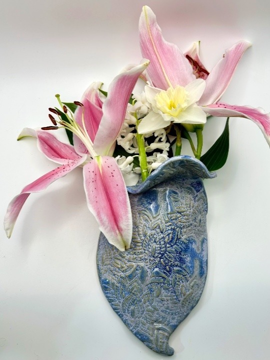 Lotus Flower Wall Pocket in Periwinkle