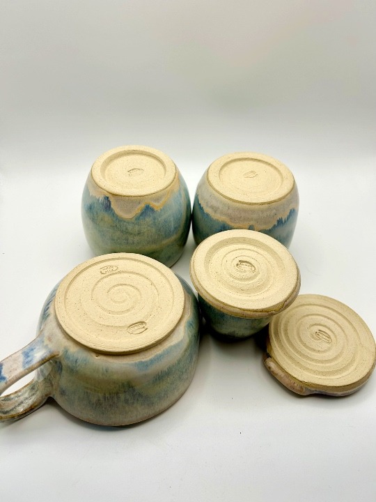 Stoneware Matcha Tea Set glazed in Smoky Mountain Rain - Image 6