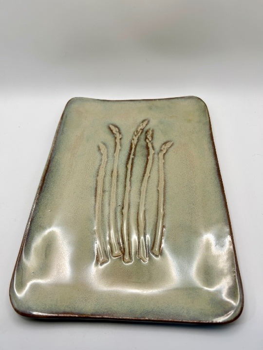 Embossed Asparagus Tray in Rustic Pearl
