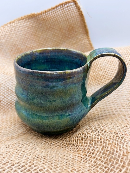 Bubble Mug Glazed in Tie Dye Green