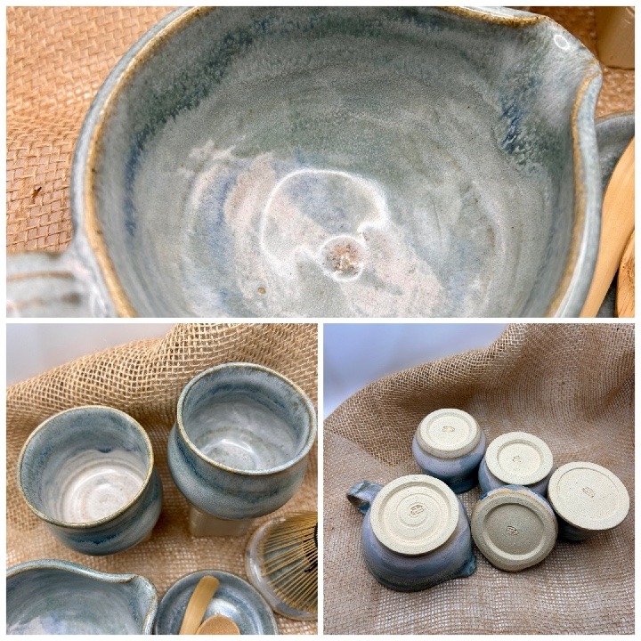 Stoneware Matcha Tea Set glazed in Cloudscape - Image 3