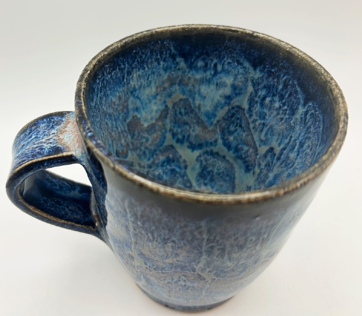 Straight-walled Mug with Bright Blue Frozen Pond glaze - Image 2