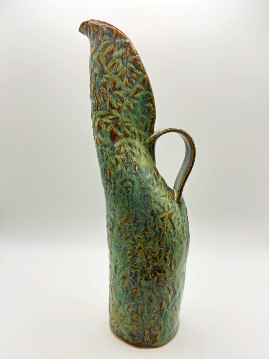 Vine Embossed Swan Pitcher/Vase in Pearlescent Green
