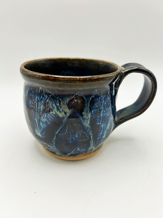 Squatty Mug with Blue Frozen Pond glaze