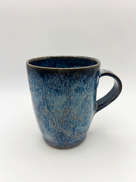 Straight-walled Mug with Bright Blue Frozen Pond glaze