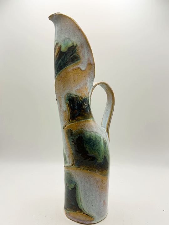 Ginkgo Swan Pitcher/Vase in Pearl White & Green