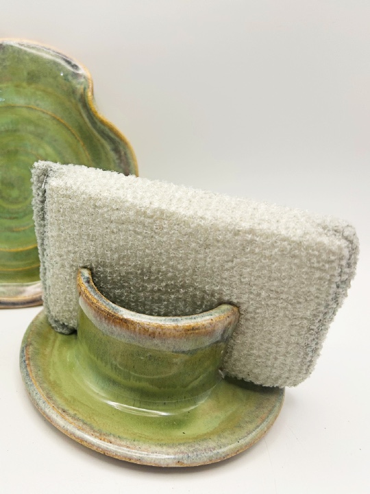 Sponge Holder glazed in Spring Green