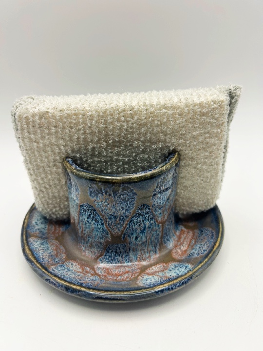 Sponge Holder glazed in Glacier “Frozen Pond”